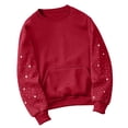 thumbnail image 1 of HOMBOM Sweatshirt for Women with Pocket Fall Pullover Crew Neck Red Rhinestone Long Sleeve Womens Tops, 1 of 4