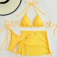 thumbnail image 1 of HOMBOM Swimsuits for Women Bikini High Cut Triangle Top 3 Piece Beachwear Yellow Solid Ladies Bathing Suits, 1 of 9