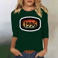 thumbnail image 1 of HOMBOM T-Shirts for Women 3/4 Sleeve Summer Graphic Tees Graphic Green Retro 1996 Print Crew Neck Ladies Tops Basic, 1 of 4