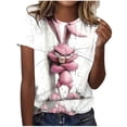 thumbnail image 1 of HOMBOM T-Shirts for Women Easter Graphic Tees Short Sleeve Pink Summer Bunny Print Crew Neck Ladies Tops, 1 of 5