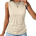 thumbnail image 1 of HOMBOM Tank Tops Summer Tops Sleeveless Beige Solid Color Round Neck Basic Tee L, 1 of 1