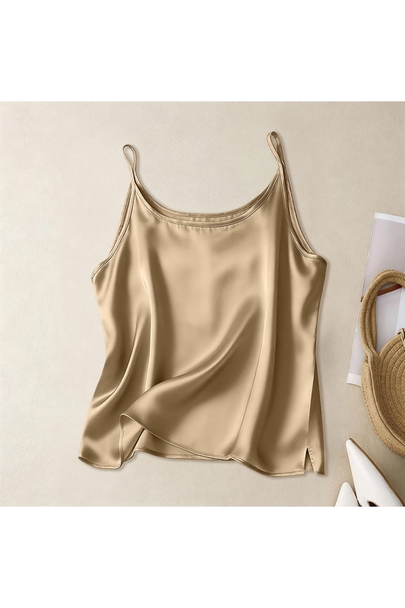 Tank Tops for Women Camisole Summer Gold Trendy Satin Ladies Shirts
