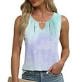 thumbnail image 1 of HOMBOM Tank Tops for Women Trendy Cutout Mint Green Pleated Casual Sleeveless Tie-Dye Notch Neck Blouse, 1 of 6