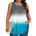 thumbnail image 1 of HOMBOM Tops for Women 2025 Plus Size Light Blue Tank Top Color Blocking Sleeveless Crew Neck Tunic Blouse, 1 of 6
