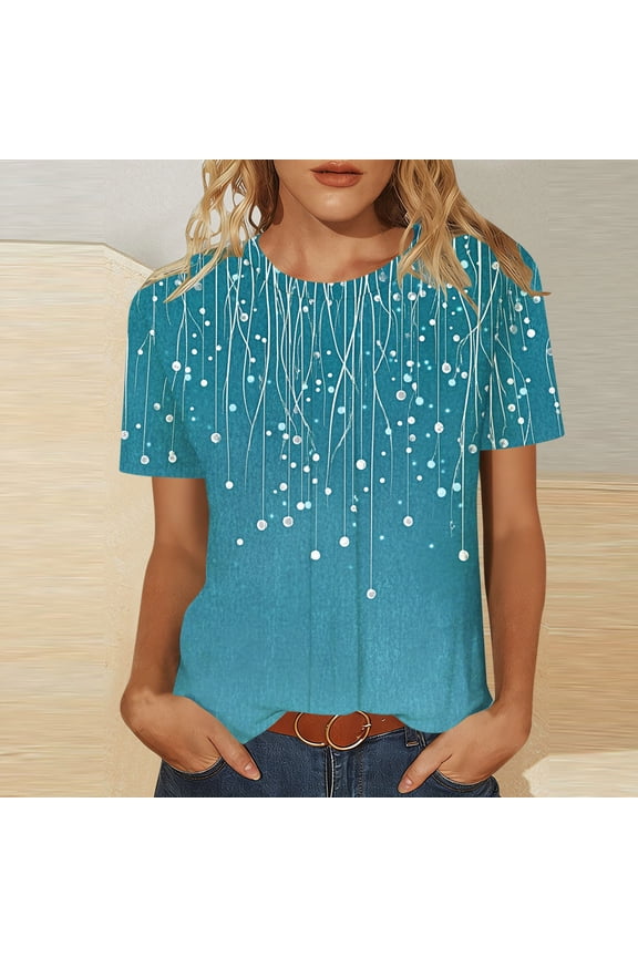 Tops for Women Graphic Tee Shirts Summer Boho Short Sleeve Womens T Shirts Comfy
