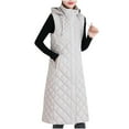 thumbnail image 1 of HOMBOM Trendy Puffer Vest for Women Heavyweight Long Overcoat Zip up Waistcoat Gray Hooded Womens Stand Collar, 1 of 3