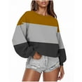 thumbnail image 1 of HOMBOM Trendy Sweatshirt for Women Lightweight Crew Neck Yellow Oversized Colorblock Long Sleeve Womens Tops, 1 of 5