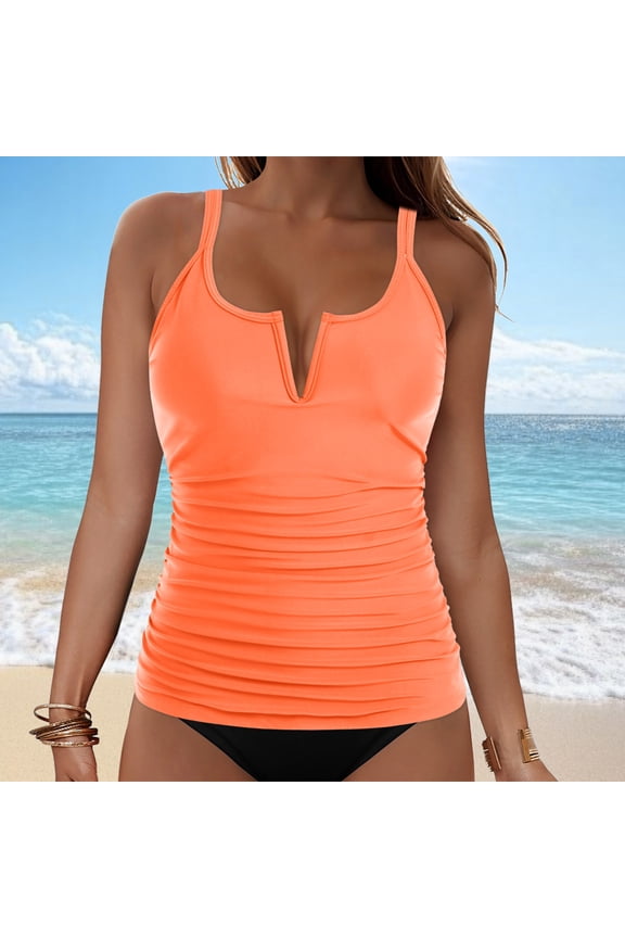 Tummy Control Tankini Swim Suits for Women High Waisted Swimwear Modest Tankini 2 Piece Gold Womens Bathing Suit Pool Party