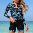 thumbnail image 1 of HOMBOM Two Piece Rash Guard Swimsuit for Women Modest Swim Top with Boyshorts Long Sleeve Sky Blue Pool Surfing Young Womans Swimwear, 1 of 7