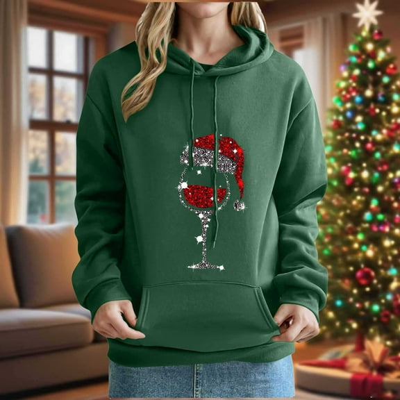 HOMBOM Ugly Merry Christmas Sweatshirts for Womens with Pocket Green Pullover Hoodies Fall Womems Tops Long Sleeve