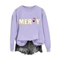 thumbnail image 1 of HOMBOM Ugly Sweatshirts for Women Merry Crewneck Holiday Purple Christmas Casual Adults Sweatshirt Graphic, 1 of 6