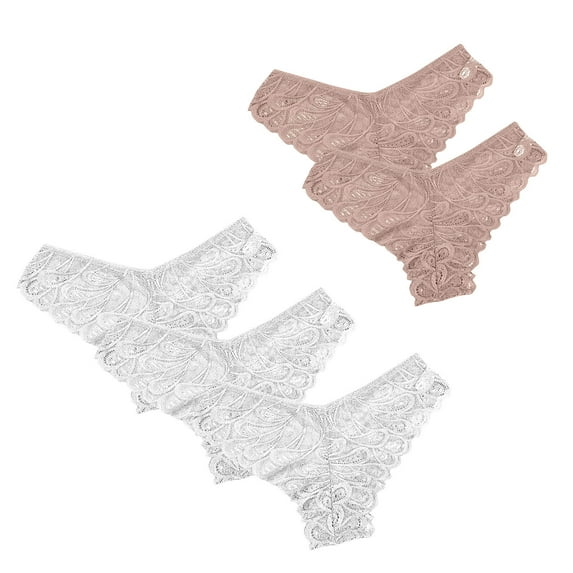 HOMBOM Underwear Packs Panties for Women Sexy Pack Bikini 5PC Lace White Women Panties High Cut Briefs S