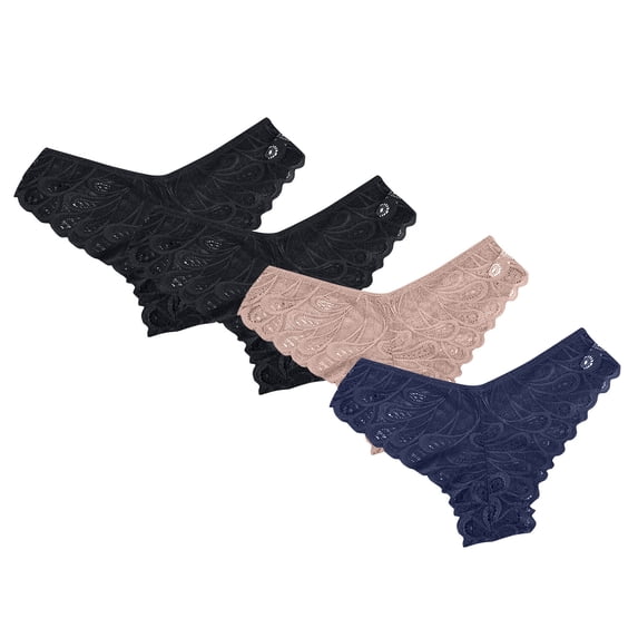 HOMBOM Underwear Women Pack Seamless Underwear Packs Bikini Lace 4PC Multicolor Women Panties High Cut Briefs M