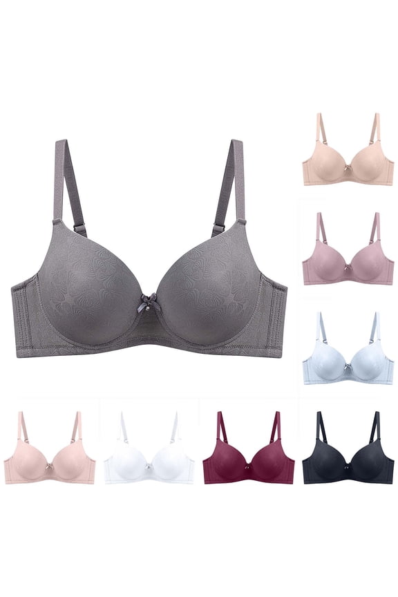 Unlined Bras for Women Bralette Push-Up Plus Size Everyday Brassiere Dark Gray Wireless Spaghetti Straps Basic Bras 38D