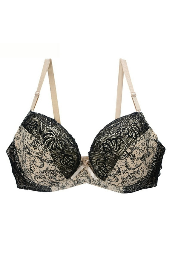 Unlined Bras for Women Plus Size Bralette Breathable Push-Up Bras Beige Wireless Spaghetti Straps Basic Brassiere 38E