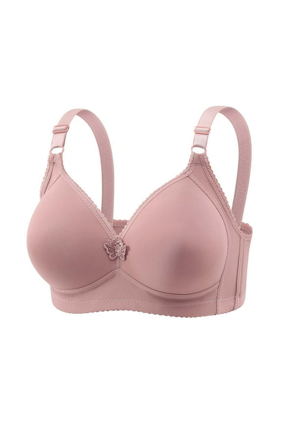 Unlined Womens Bras Summer Full-Figure Soft Cup Brassiere Soft Pink Wireless Bras 52D