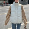 thumbnail image 1 of HOMBOM White Padded Vest for Women Warm Lightweight Jackets Zip up Outwear Short with Pockets Womens Sleeveless, 1 of 4