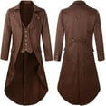thumbnail image 1 of HOMBOM Winter Coats For Mens 2023, Medieval Tailcoat Brown Uniform Coat Printed Gothic Coat Cardigan Coat, 1 of 3
