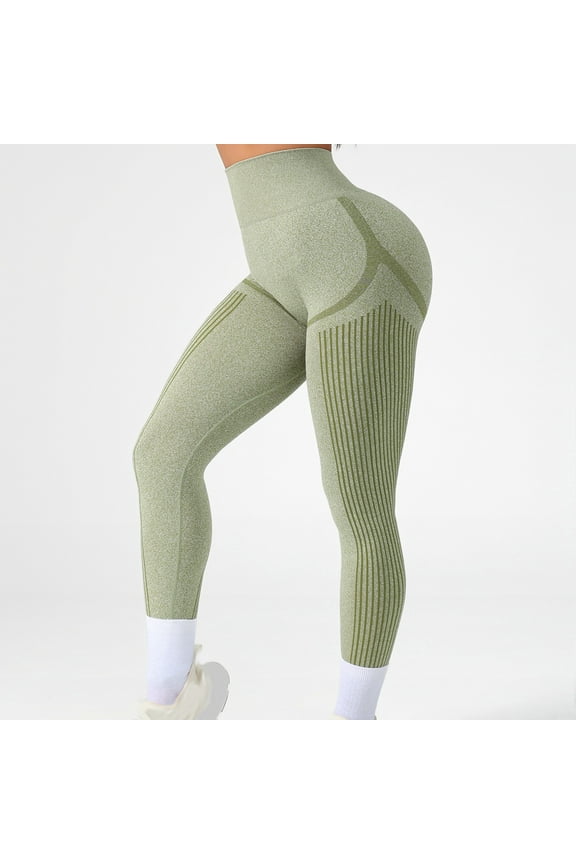 Winter Leggings for Womens Green Yoga High Waist Seamless Ladies Pants Training L