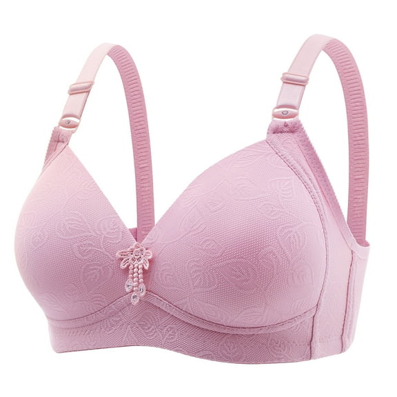 HOMBOM Wire-Free Women Comfortable Bras Daily Wear Full Coverage Push-Up Pink Convertible Plus Size Bra L