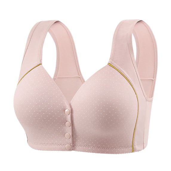 HOMBOM Wireless Bras for Women Full-Figure Front Closure Spring Bras No Underwire Full Coverage Gray Brassiere 44ABC