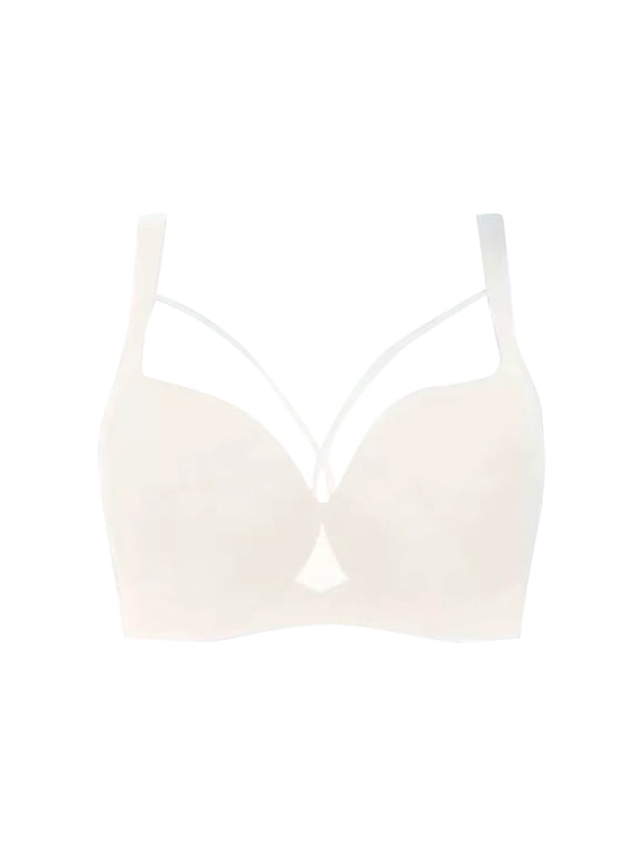 Wireless Bras for Women Push-Up Daily Full-Figure Brassiere White Comfortable Full Coverage Spaghetti Straps Bras 38D