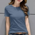 thumbnail image 1 of HOMBOM Women Shirts Plain Navy Casual Crew Neck Short Sleeve Basic Cotton T-shirt M, 1 of 4
