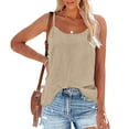 thumbnail image 1 of HOMBOM Women Tops On Sale Under $10 Sleeveless Beige Crew Neck Loose T-shirts Tank Tops Solid Color Summer Tops M, 1 of 7