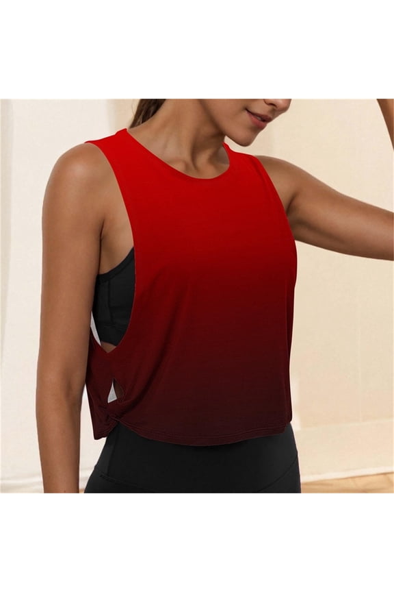 Women's Loose Fit Crewneck Workout Tank Top, Large Armhole Gym Yoga Running Sleeveless Top