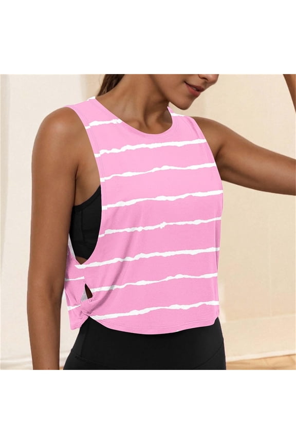 Women's Loose Fit Crewneck Workout Tank Top, Large Armhole Sleeveless Gym Yoga Running Top