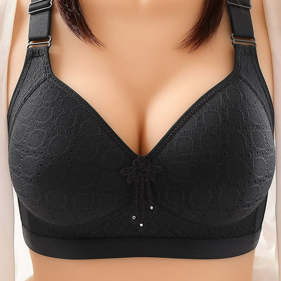 HOMBOM Women's Push-Up Bras Full Coverage Full-Figure Daily Bra Push-Up Wireless Bra Black