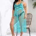 thumbnail image 1 of HOMBOM Womens Bathing Suit Cover Up Crochet Tassel Dresses Plus Size Holiday V Neck Beach Dress for Ladies, 1 of 6