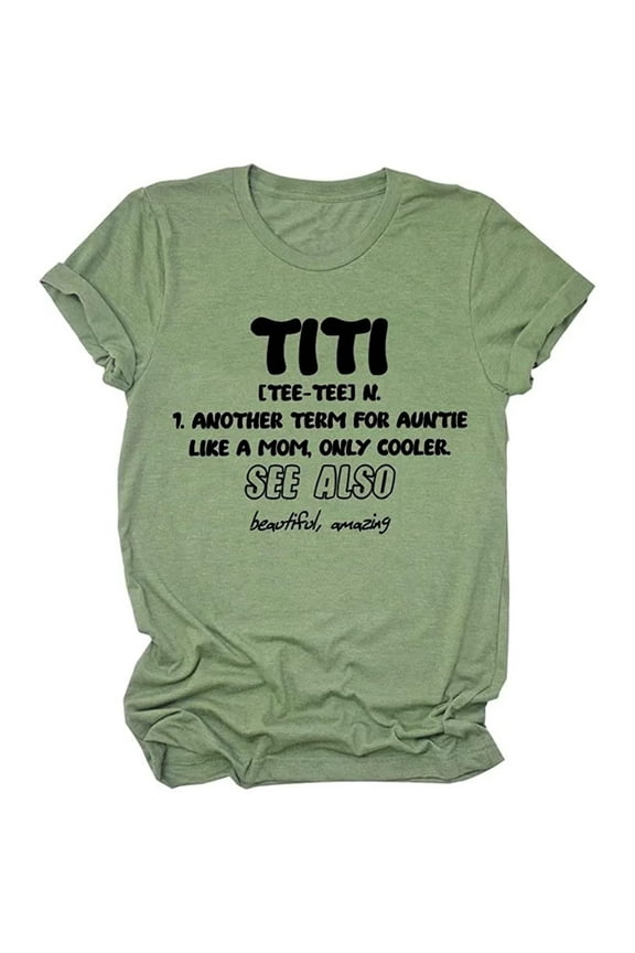 Womens Blouses and Tops Casual Crew Neck Short Sleeve Army Green TITI TEE-TEE N T-Shirt Top Going Out Tops Y2k L