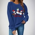 thumbnail image 1 of HOMBOM Womens Blue Sweatshirt Fall Graphic Pullover Crew Neck Christmas Cute Tops for Women Long Sleeve, 1 of 4