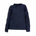 thumbnail image 1 of HOMBOM Womens Cable Knit Sweaters Crew Neck Pullover Fall Navy Long Sleeve Solid Tops for Womens Soft, 1 of 2