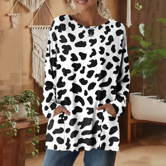HOMBOM Shirts for Women Blouse Leopard Henley Summer Lightweight Crew Neck Ladies Tops