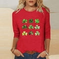 thumbnail image 1 of HOMBOM Womens 3/4 Sleeve Shirts Spring Blouse St.Patrick's Day Hot Pink Shamrock Print Crew Neck Basic Tops for Young Woman, 1 of 4