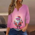thumbnail image 1 of HOMBOM Womens Christmas Shirts Business Basic Christmas Tree Xmas Button Down 3/4 Sleeve T Shirts for Female V Neck, 1 of 5