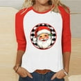 thumbnail image 1 of HOMBOM Womens Christmas Shirts Crewneck Funny Pullover Red Reindeer Raglan 3/4 Sleeve Tee Shirts for Female, 1 of 4