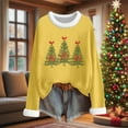 thumbnail image 1 of HOMBOM Womens Christmas Tops Yellow Long Sleeve Pullover Cute Fuzzy Reindeer Crewneck Xmas Blouse for Ladies, 1 of 6