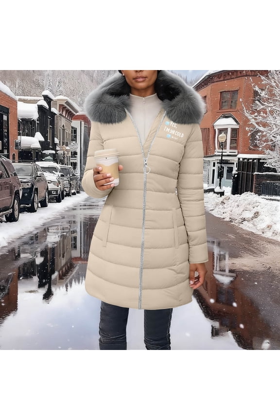Womens Coats Winter Fleece Lined Heavy Thermal Quilted Faux Fur Removable Hood Jackets for Women Parka