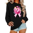 thumbnail image 1 of HOMBOM Womens Crew Neck Sweatshirt Black Casual Pullover Hoodless Breast Cancer Long Sleeve Graphic Tops for Women, 1 of 4