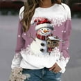 thumbnail image 1 of HOMBOM Womens Crewneck Sweatshirts Christmas Fleece Merry Holiday Pink Snowman Sweatshirt for Ladies Xmas, 1 of 5