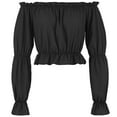 thumbnail image 1 of HOMBOM Womens Crop Going Out Tops Casual Off The Shoulder Black Y2K T Shirts Long Sleeve for Women, 1 of 8