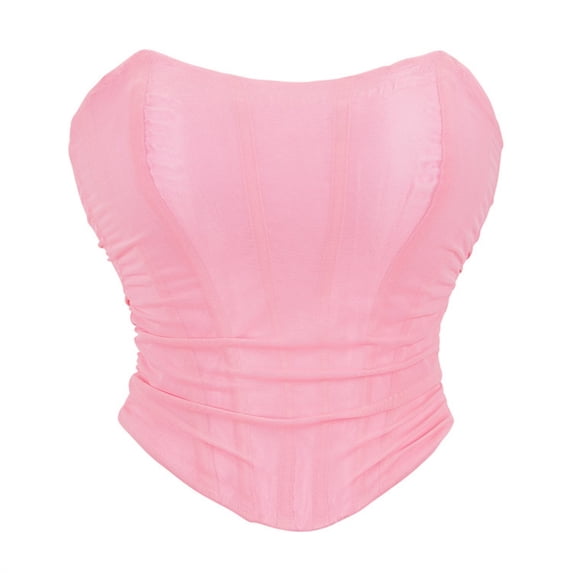 HOMBOM Womens Crop Tank Tops Shapewear Spring Trendy Pink Going Out Strapless Seamless Bustier Corset Top for Ladies