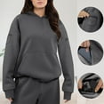 thumbnail image 1 of HOMBOM Womens Dark Gray Sweatshirt with Pocket Heavyweight Pullover Long Sleeve Hooded Plain Tops for Women, 1 of 9