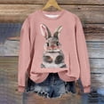 thumbnail image 1 of HOMBOM Womens Dressy Easter Tops Pink Long Sleeve Hoodless Sweatshirts Crew Neck Easter Rabbit Print Spring Tops For Women 2024 Trendy M, 1 of 6