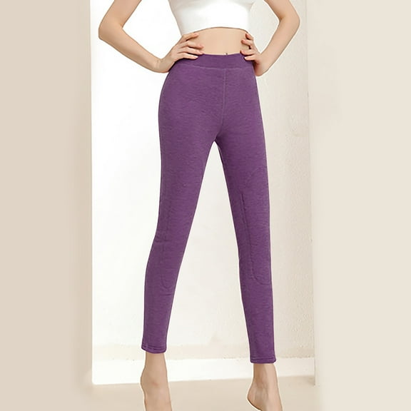HOMBOM Womens Fleece Lined Leggings Butter Soft Purple High Waist Thermal Gym Tights for Women
