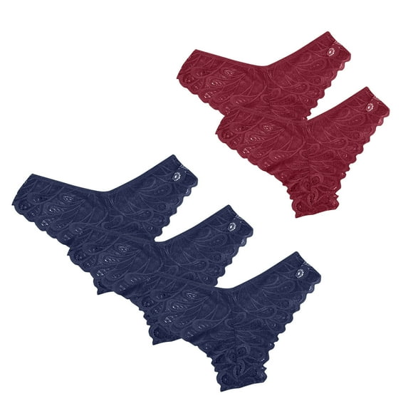 HOMBOM Womens Full Brief Panties Underwear Packs Bikini Lace 5PC Dark Blue Women Panties Pack High Waist L