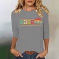 thumbnail image 1 of HOMBOM Womens Graphic T-Shirts 3/4 Sleeve Graphic Tees Summer Retro 1996 Print Lightweight Gray Crew Neck Tops for Young Woman, 1 of 4